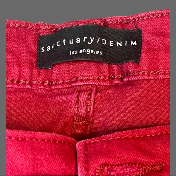 Sanctuary Denim Social Ankle Skinny Jeans Red Size 31 Standard Rise - Picture 7 of 9